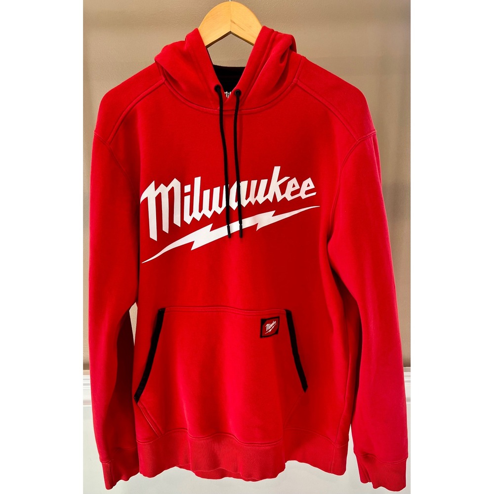Milwaukee FreeFlex Mens Red Pullover Hoodie Sweatshirt Logo Large RN 150428